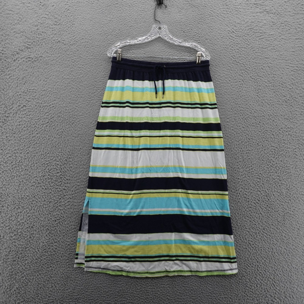Talbots Striped Pull On Maxi Skirt Medium Petite Multicolor Women Casual Stretch